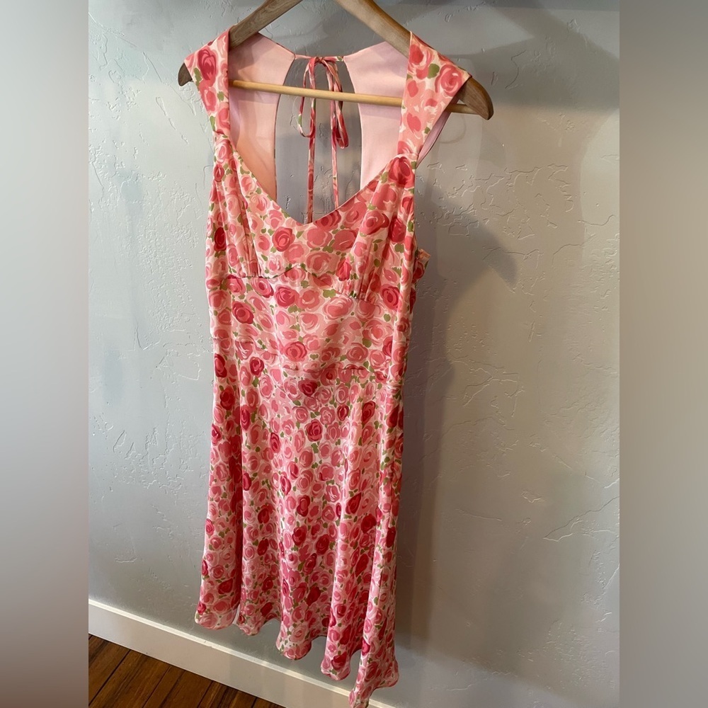 Women’s 100% silk LOFT rose print dress size 8